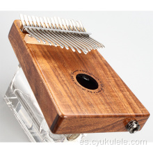 Piano de pulgar eléctrico con caja de madera de acacia de 17 tonos